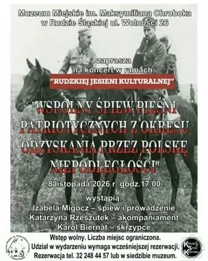 Patriotyczny śpiew wybrzmi w Rudzie Śląskiej podczas jesiennego koncertu