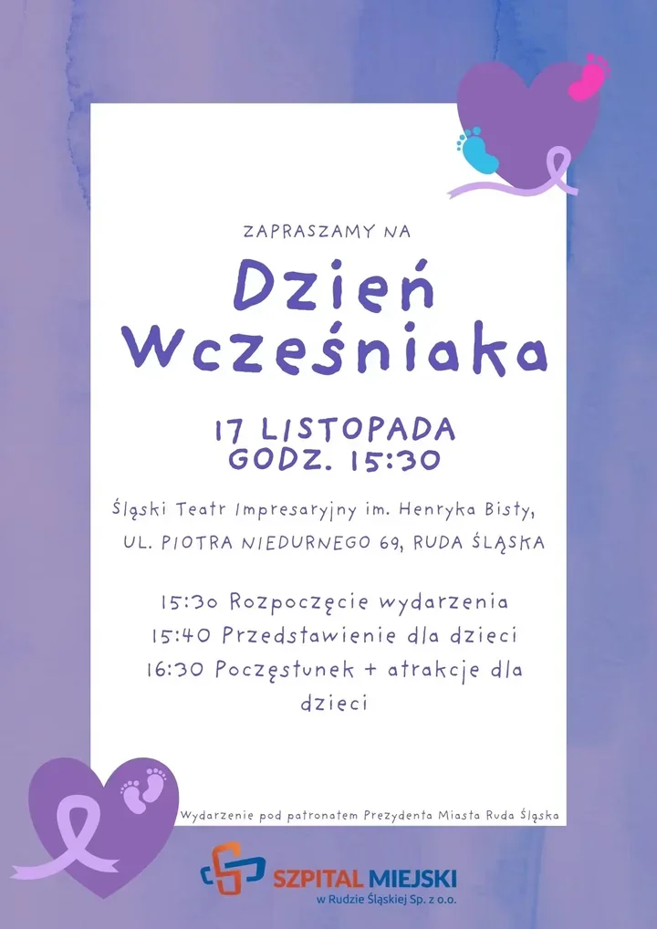 Dzień Wcześniaka w Rudzie Śląskiej z przedstawieniem i atrakcjami dla dzieci